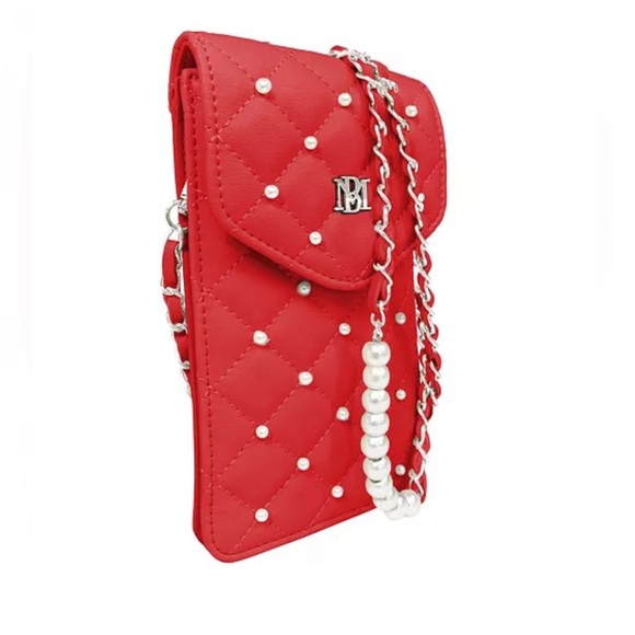Badgley Mischka Red Quilted Crossbody Bag with Chain Strap • NIB - Picture 2 of 8